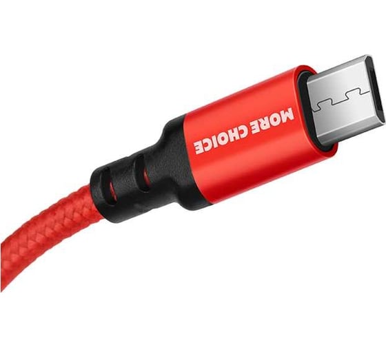 Дата-кабель More Choice USB 2.1A для micro USB нейлон 1м K12m Red Black 1