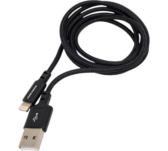 Дата-кабель More Choice USB 2.1A для Lightning 8-pin нейлон 1м K12i Black