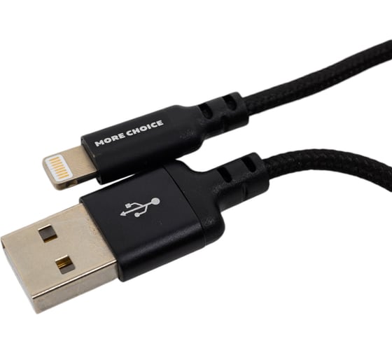 Дата-кабель More Choice USB 2.1A для Lightning 8-pin нейлон 1м K12i Black