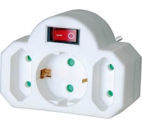 Разветвитель с выключателем, 2 б/з + 1 с/з, белый Brennenstuhl 1508100