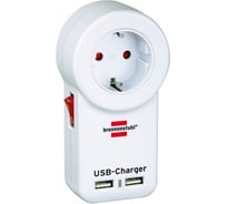 Переходник: 1 розетка + 2 USB-порта для зарядки электроприборов Brennenstuhl 1508150