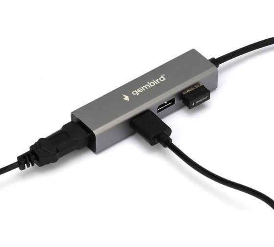 Концентратор usb 3.0 Gembird 4 порта, кабель 17см, белый, UHB-C464