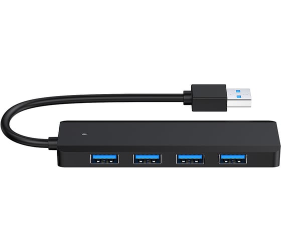 Разветвитель Gembird USB3.1 4хUSB, с доп.питанием (порт Type-C), кабель USB 19см, черный, UHB-C414