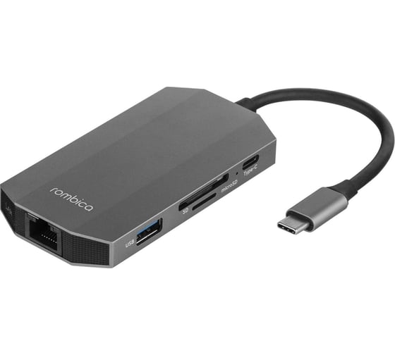 Хаб Type-C Rombica Hub M7 USB3.0 Type-C(m)-1 Type-C(DC IN)+2 Usb 3.0 Type-A(f)+HDMI+LAN+SDXC/mSDXC+3.5mm TC-00095