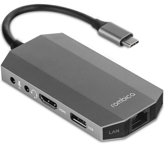 Хаб Type-C Rombica Hub M7 USB3.0 Type-C(m)-1 Type-C(DC IN)+2 Usb 3.0 Type-A(f)+HDMI+LAN+SDXC/mSDXC+3.5mm TC-00095