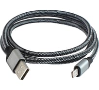 Дата-кабель TDM ДК 10, USB - micro USB, 1 м, тканевая оплетка, серый, SQ1810-0310