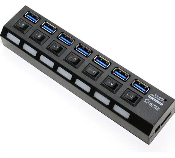 Концентратор 5Bites 7хusb3.0 / бп 5в-2а / 1.2m / black HB37-303PBK 1