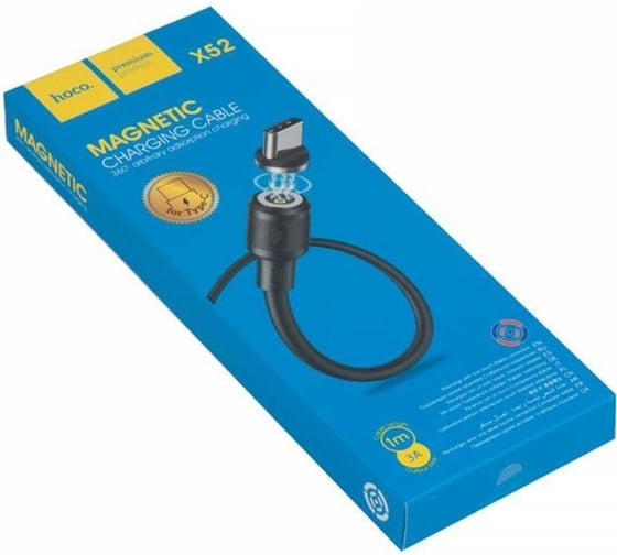 Кабель Hoco usb x52 sereno магнитный для type-c, 3.0а, длина 1.0м, черный 913622