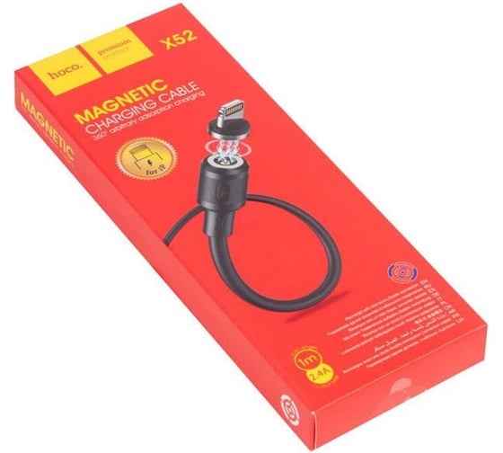 Кабель Hoco usb x52 sereno магнитный для lightning, 2.4а, длина 1.0м, черный 913623