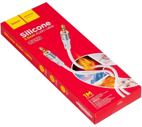 Аудиокабель Hoco upa22 silicone aux, 1.0м, белый 913661