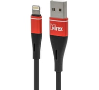 Кабель Mirex usb 2.0 am-8pin 1.2 метра, 3a, силикон, черно-красный, 13700-BC015IRB