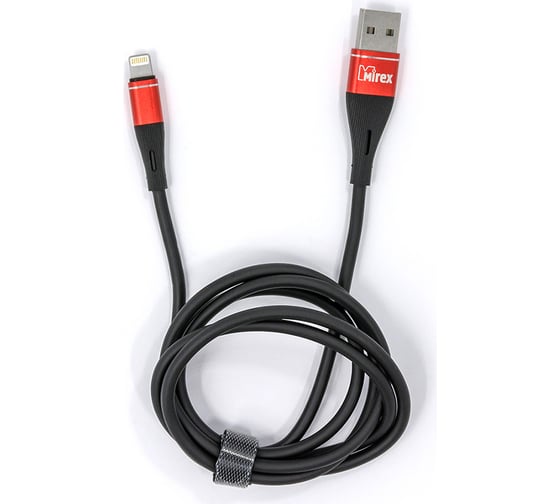 Кабель Mirex usb 2.0 am-8pin 1.2 метра, 3a, силикон, черно-красный, 13700-BC015IRB
