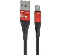 Кабель Mirex usb 2.0 am-microbm 1.2 метра, 3a, силикон, черно-красный, 13700-BC015MRB