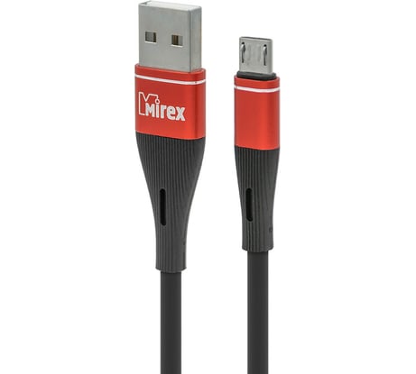 Кабель Mirex usb 2.0 am-microbm 1.2 метра, 3a, силикон, черно-красный, 13700-BC015MRB
