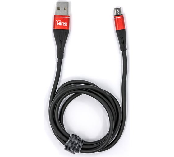 Кабель Mirex usb 2.0 am-microbm 1.2 метра, 3a, силикон, черно-красный, 13700-BC015MRB