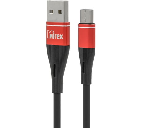 Кабель Mirex usb 2.0 am-type-c 1.2 метра, 3a, силикон, черно-красный, 13700-BC015TRB