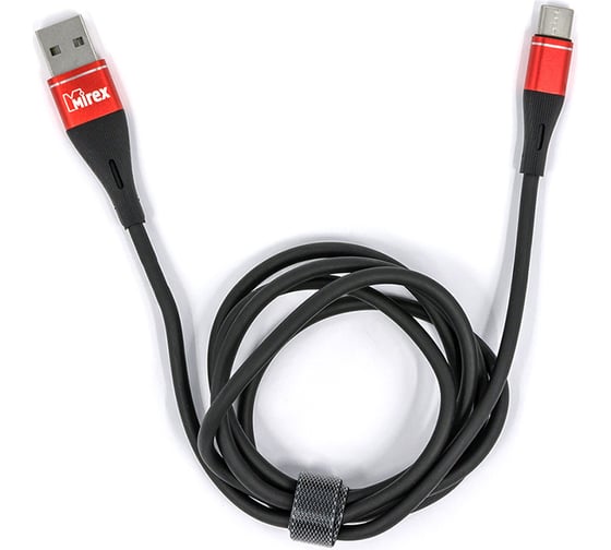 Кабель Mirex usb 2.0 am-type-c 1.2 метра, 3a, силикон, черно-красный, 13700-BC015TRB