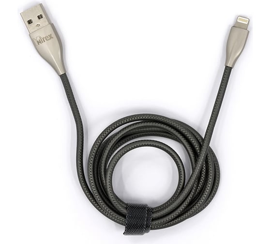 Кабель Mirex usb 2.0 am-8pin 1.2 метра, 2.4a, ПВХ, темно-серый металлик, 13700-BC017IGR
