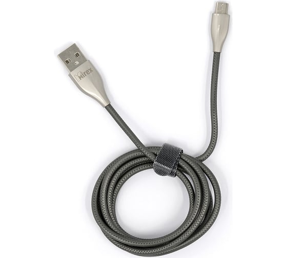 Кабель Mirex usb 2.0 am-microbm 1.2 метра, 2.4a, ПВХ, темно-серый металлик, 13700-BC017MGR