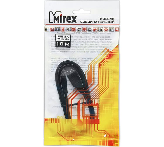 Соединительный кабель Mirex usb 2.0 am-microbm 1 метр, двойной экран 13700-AMICR10B