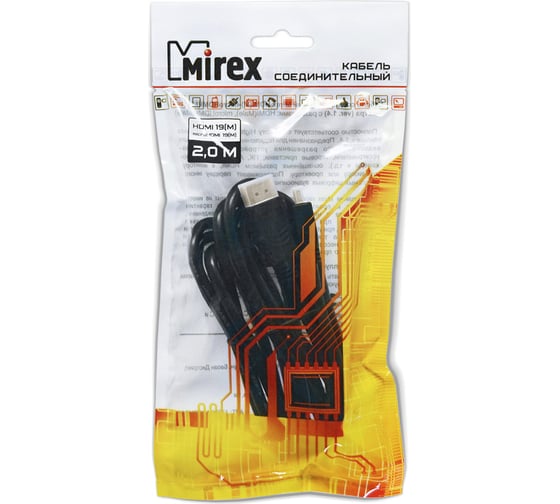 Соединительный кабель Mirex hdmi(m)- miсro-hdmi(m) 2 метра (версия 1.4) 13700-MICRHD20
