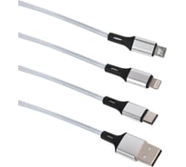 USB кабель Intro CI760 3 в 1 micro USB lightning typeC серебристый 1м Б0056130