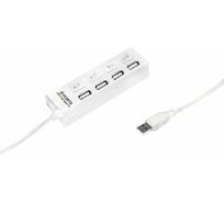 Разветвитель USB на 4 порта с переключателями, белый REXANT 18-4104-1