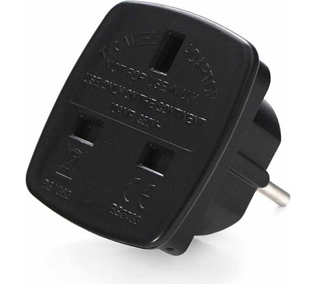 Переходник питания Cablexpert с вилки eu, uk в ru, черный, пакет, A-AC-UKEU-001B