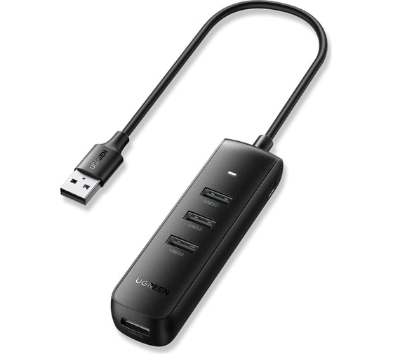 Хаб Ugreen cm416 usb 3.0 4-port hub. длина провода: 25 см. цвет: черный 10915 1
