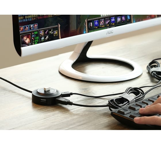Хаб Ugreen cr106 (20277) usb 2.0 hub 4 ports. длина 1 м. цвет: черный  _ 20277
