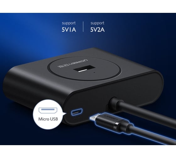 Хаб Ugreen cr113 (20290) usb 3.0 hub. длина 0,5 м. цвет: черный 20290_
