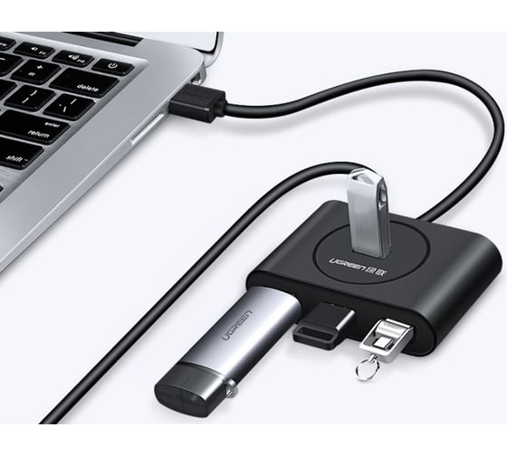 Хаб Ugreen cr113 (20290) usb 3.0 hub. длина 0,5 м. цвет: черный 20290_