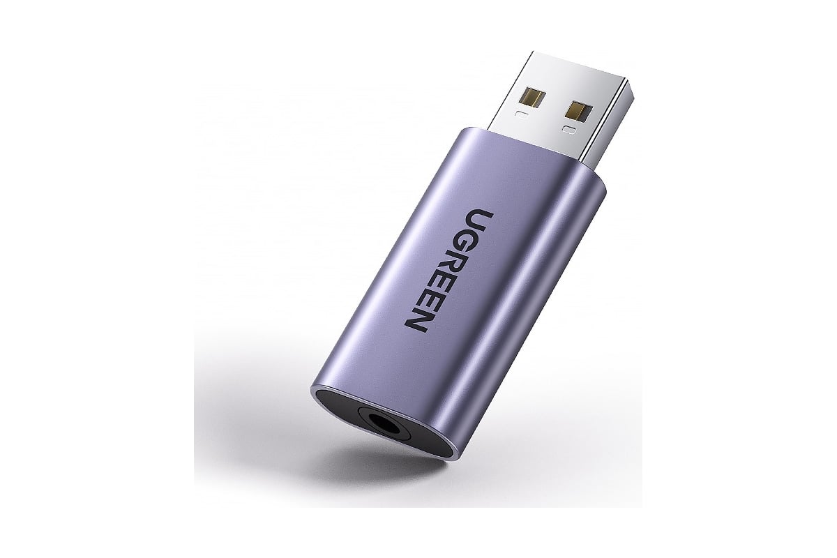 Внешняя звуковая карта Ugreen cm383 usb 2.0 to 3.5mm audio adapter. цвет:  серый 80864