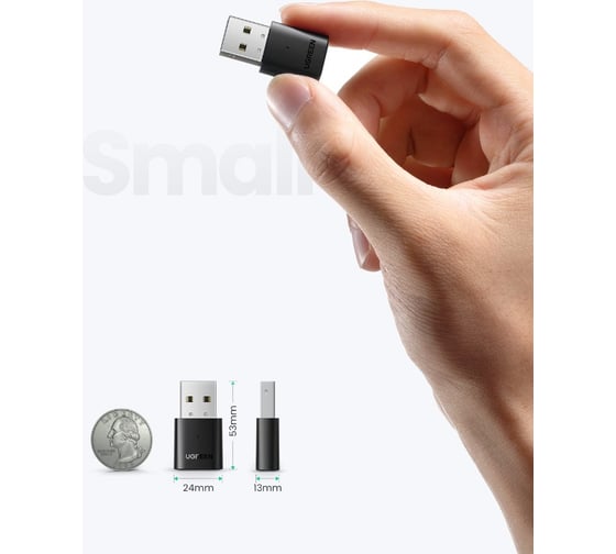 Адаптер Ugreen cm390 usb bluetooth 5.0 adapter. цвет: черный 80889