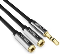 Сплиттер av123 (10532) 3.5mm aux stereo audio splitter cable with braid. длина: 20 см. цвет: черный Ugreen 10532_