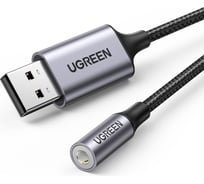 Адаптер Ugreen cm477 (30757) usb 2.0 to 3.5mm audio adapter aluminum alloy. длина: 25 см. цвет: темно-серый 30757_