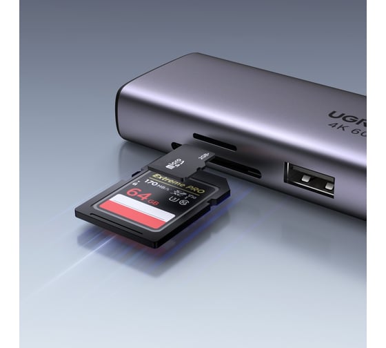 Адаптер Ugreen cm512 usb-c multifunction adapter with ethernet interface. цвет: серый космос 60515
