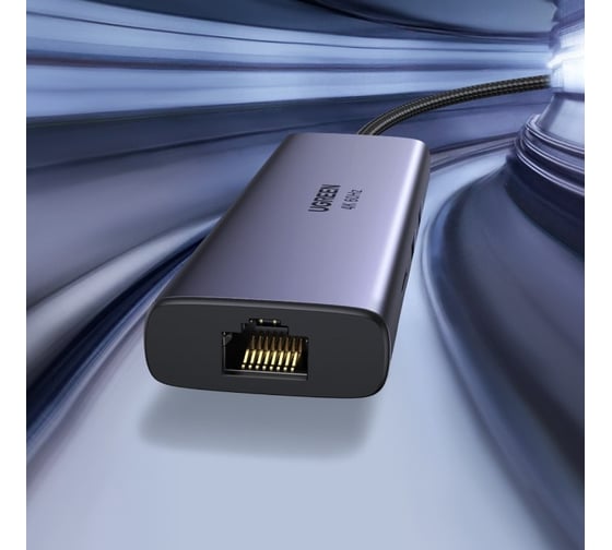 Адаптер Ugreen cm512 usb-c multifunction adapter with ethernet interface. цвет: серый космос 60515