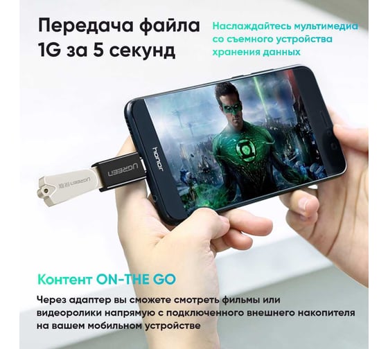 Адаптер Ugreen us173 (30155) usb-c to usb 3.0 a female adapter. цвет: белый 30155_