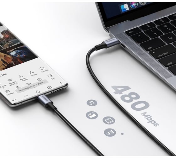 Кабель Ugreen us316 usb-c 2.0 to usb-c 2.0 5a data cable. длина 1,5м. цвет: черный 70428
