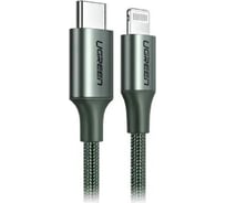 Кабель Ugreen us304 (80564) usb-c to lightning m/m cable aluminum shell braided. длина: 1м. цвет: темно-зеленый _ 80564