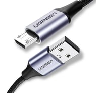 Кабель Ugreen us290 usb 2.0 a to micro usb cable nickel plating alu braid. длина: 2 м. цвет: серо-черный 60148