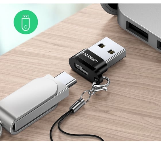 Адаптер Ugreen us280 (50568) usb a male to usb-c female adapter. цвет: черный  _ 50568