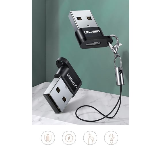 Адаптер Ugreen us280 (50568) usb a male to usb-c female adapter. цвет: черный  _ 50568