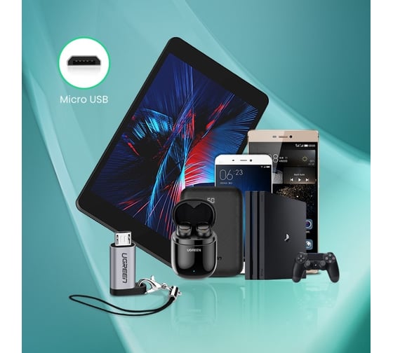 Адаптер Ugreen us282 (50590) usb-c female to micro usb male adapter. цвет: серый _ 50590
