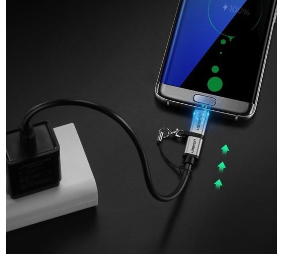 Адаптер Ugreen us282 (50590) usb-c female to micro usb male adapter. цвет: серый _ 50590