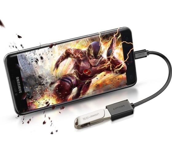 Кабель Ugreen us133 (10396) micro usb male to usb-a female cable with otg nickel plating. длина: 10 см. цвет: черный 10396_