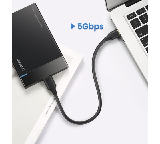Кабель Ugreen us130 (10841) usb 3.0 a male to micro usb 3.0 male cable. длина: 1м. цвет: черный 10841_