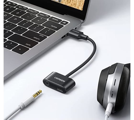 Аудио конвертер Ugreen cm397 usb audio converter usb-a to usb-c с разъемом 3.5mm headphone jack. цвет: черный 80897