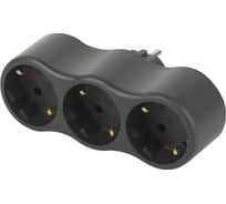 Электрический разветвитель ЭРА SPx-3e-B на 3 розетки, с заземлением, 16А, черный Б0059723